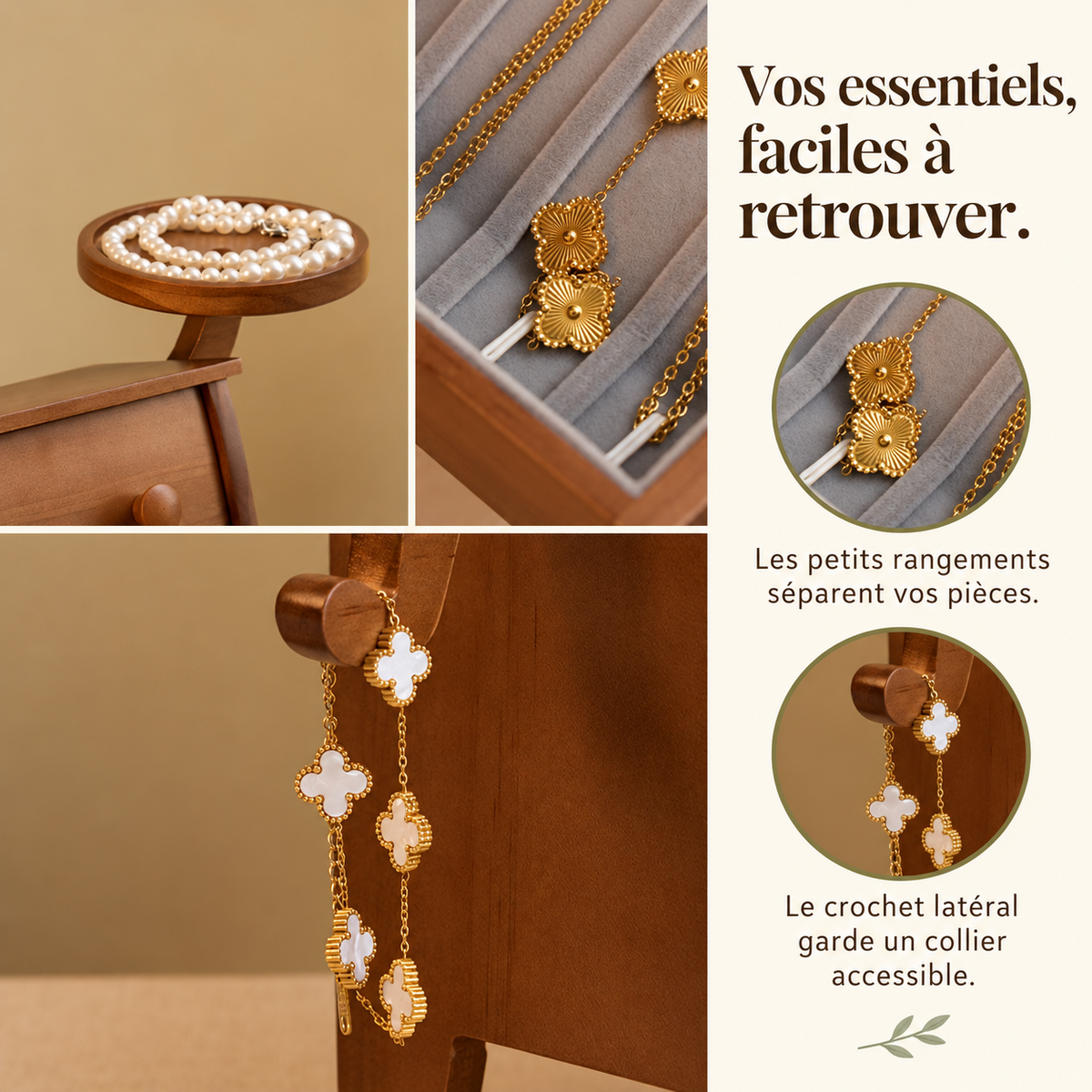 Boîte à bijoux en bois massif – Motif sculpté