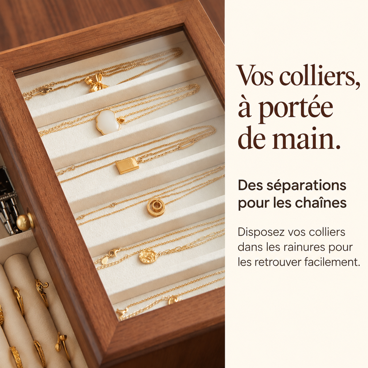 Coffret à bijoux vitré – Rangement sur 3 ou 4 niveaux