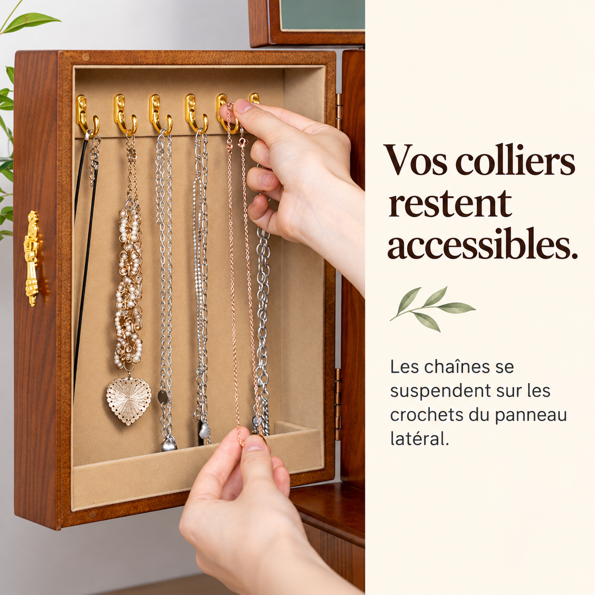 Grande boîte à bijoux en bois avec 9 tiroirs et portes