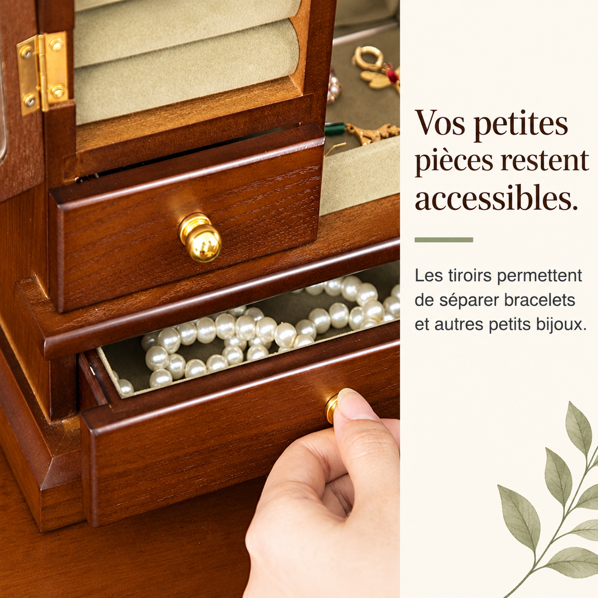 Petite armoire à bijoux en bois – Coffret de rangement