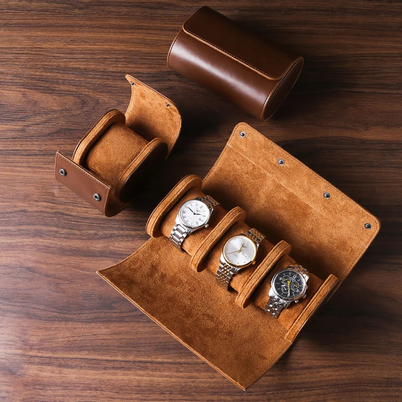 Coffret voyage pour 3 montres — Maison Kidora · Vue du modèle et de ses compartiments