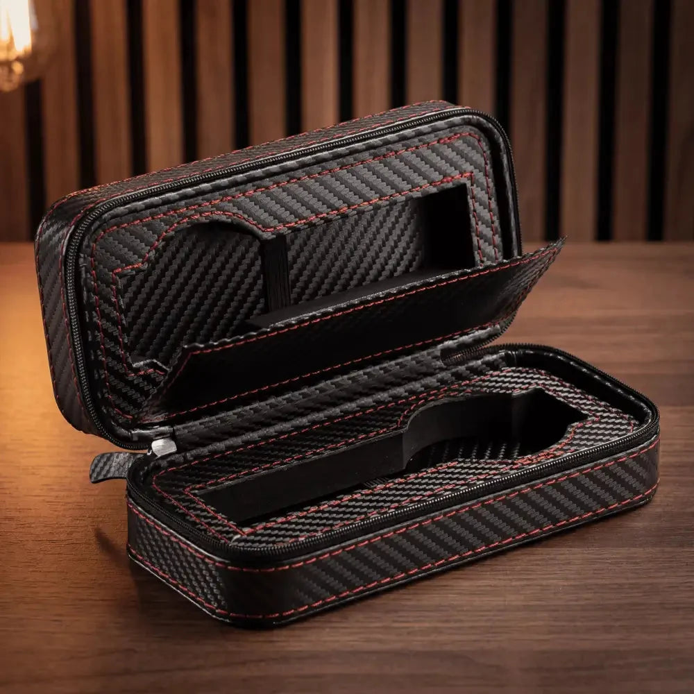 Étui de voyage pour 2 montres – Cuir et fibre de carbone