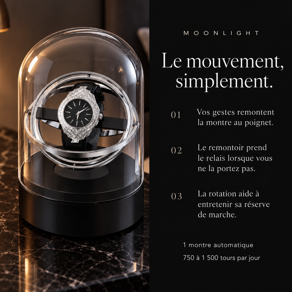 Remontoir gyroscopique pour montre automatique – Moonlight