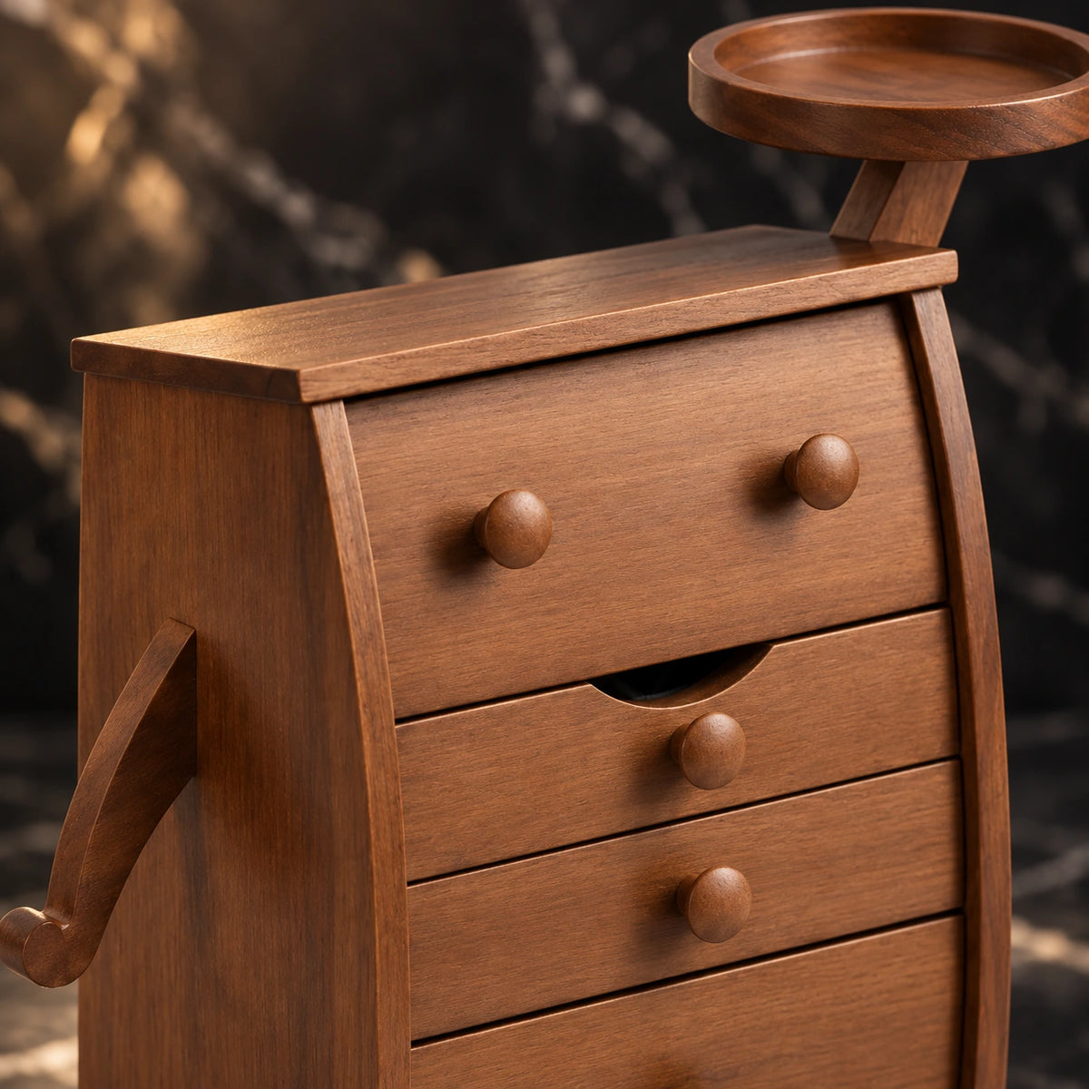 Boîte à Bijoux Bois Massif – Motif Sculpté — Maison Kidora · Détail de finition