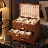 Boîte à bijoux modulable en noyer – Coffret de rangement