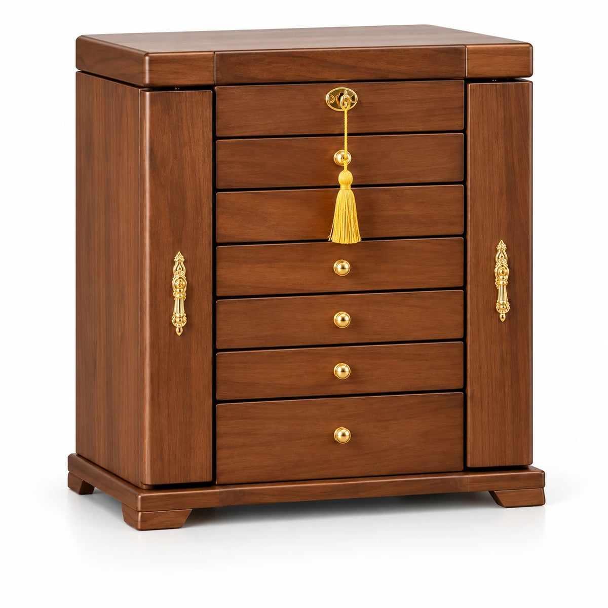 Coffret à Bijoux Bois – 7 Niveaux Miroir — Maison Kidora · Vue sur fond blanc