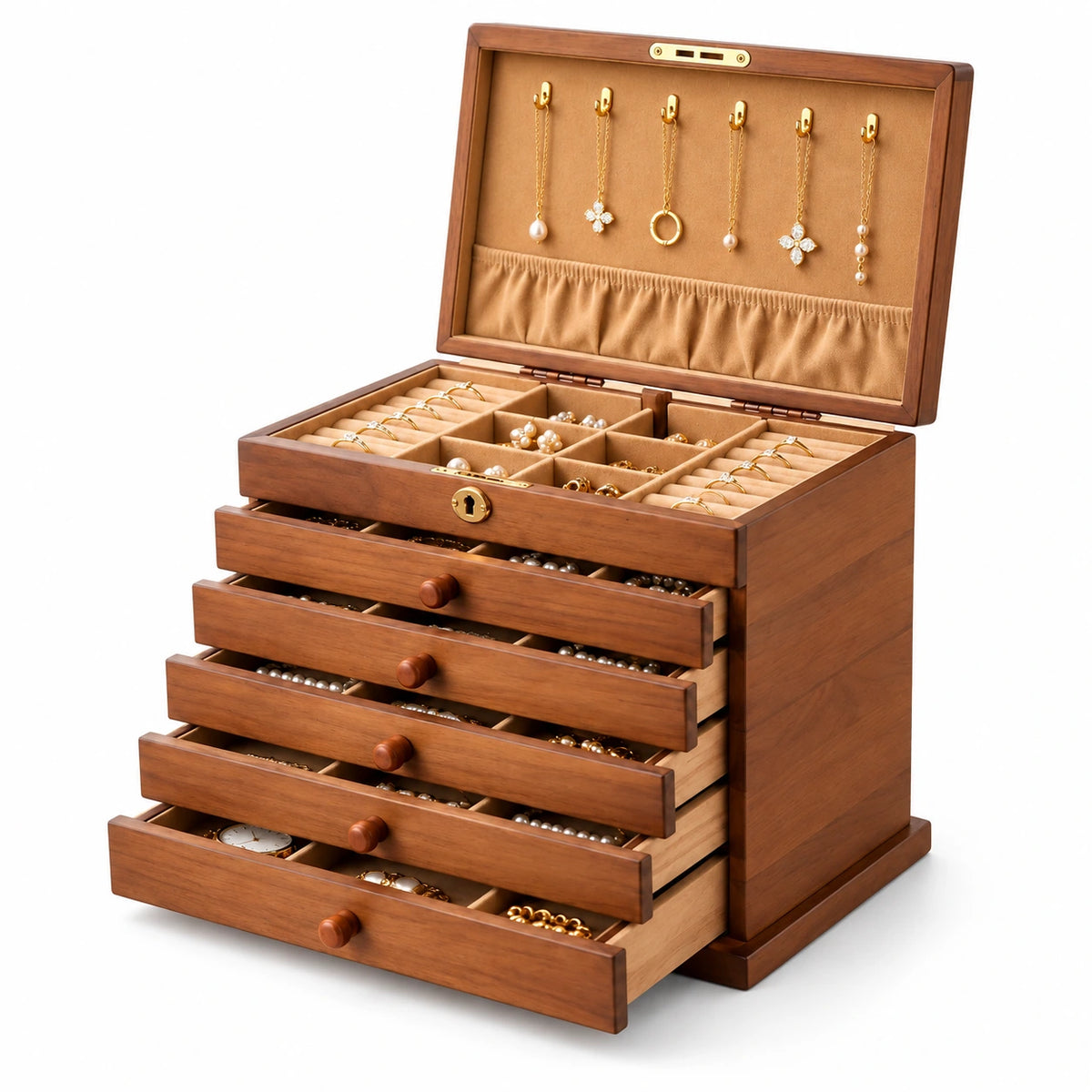 Coffret à Bijoux Bois – Miroir Intégré — Maison Kidora · Vue sur fond blanc