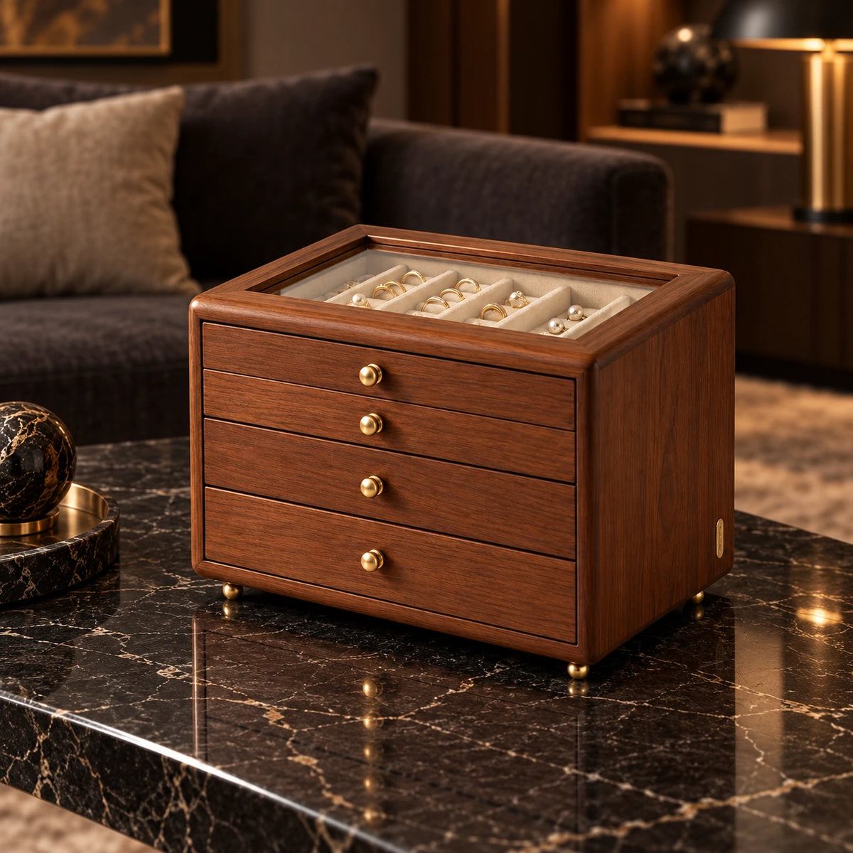 Coffret à Bijoux Vitré – 3 ou 4 Niveaux — Maison Kidora · Vue lifestyle