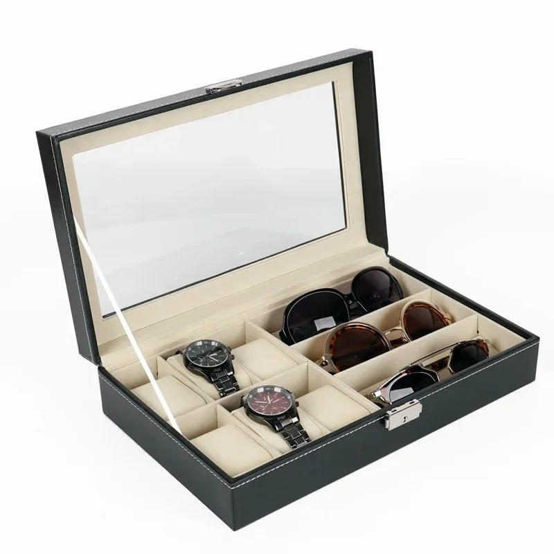 Boîte pour 6 montres et lunettes – Coffret de rangement
