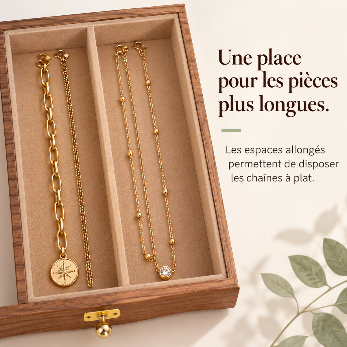 Coffret à bijoux en bois avec miroir – 7 niveaux