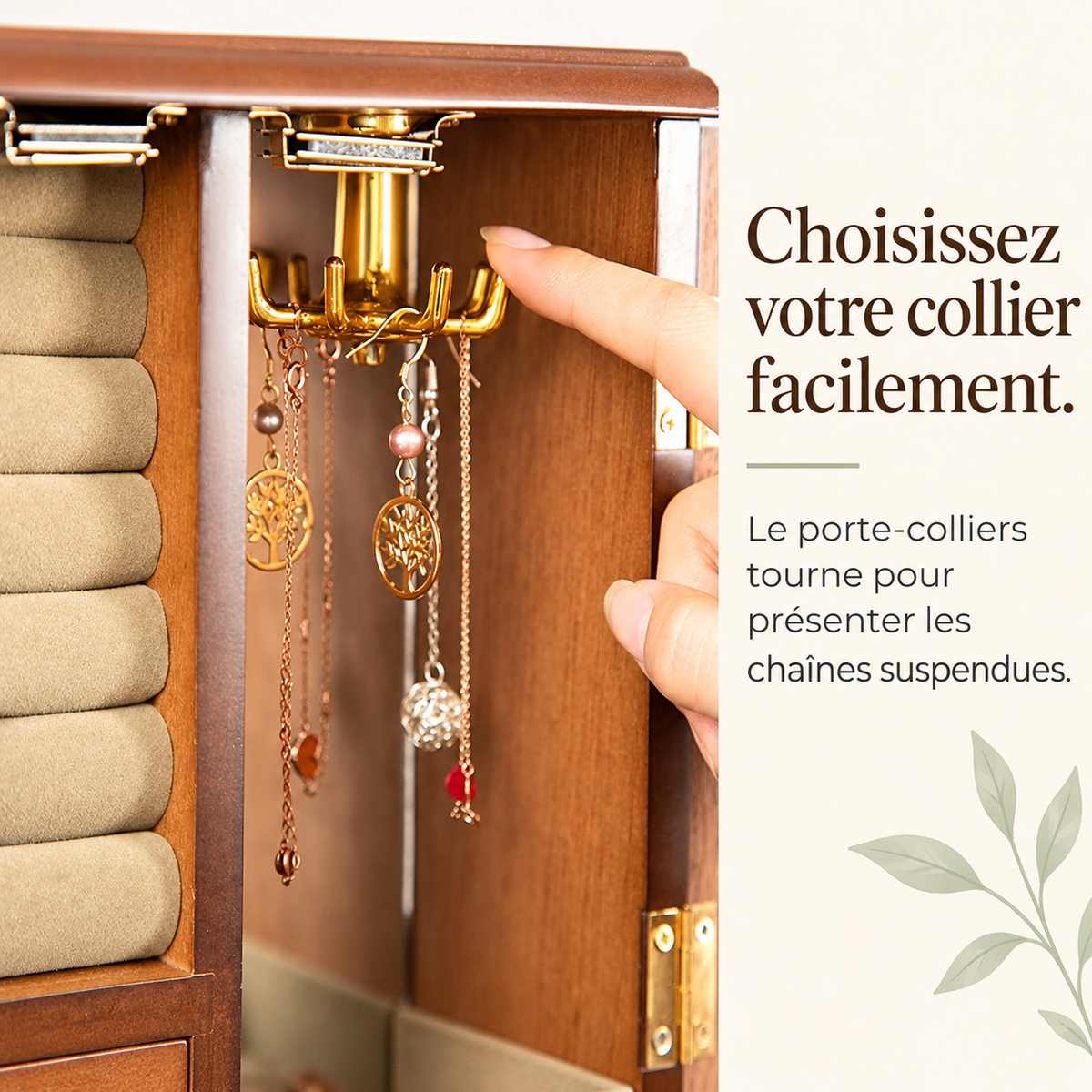 Petite armoire à bijoux en bois – Coffret de rangement