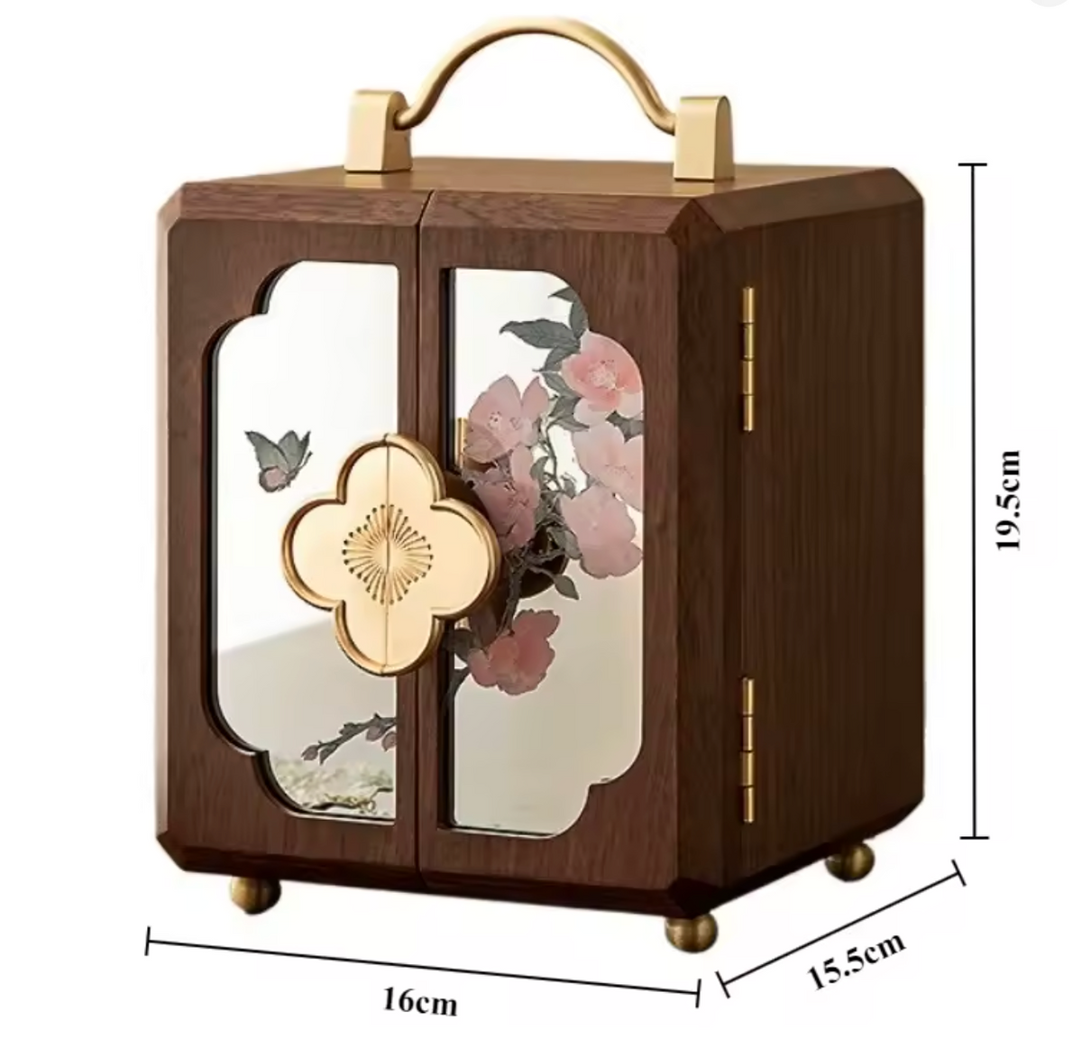 Cabinet à Bijoux en Bois — Maison Kidora · Vue du modèle et de ses compartiments