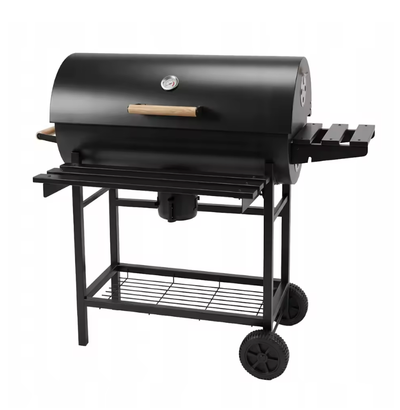 Pack Barbecue Charbon "Grill & Chill" – Modèle Tonneau avec Chariot & Accessoires inclus