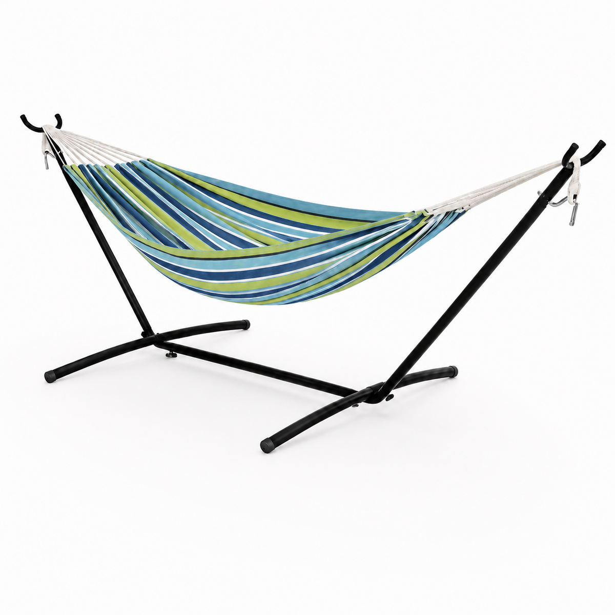 Hamac XXL Rayé avec Structure – 1 Personne, Capacité 200 kg, Intérieur & Extérieur