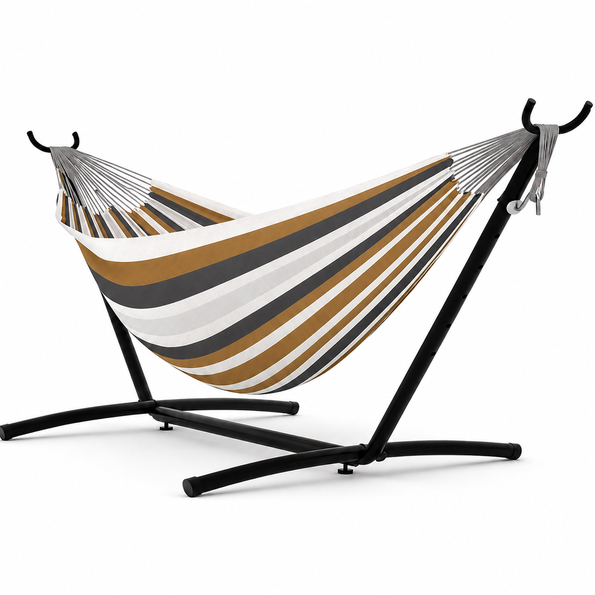 Hamac XXL Rayé avec Structure – 1 Personne, Capacité 200 kg, Intérieur & Extérieur