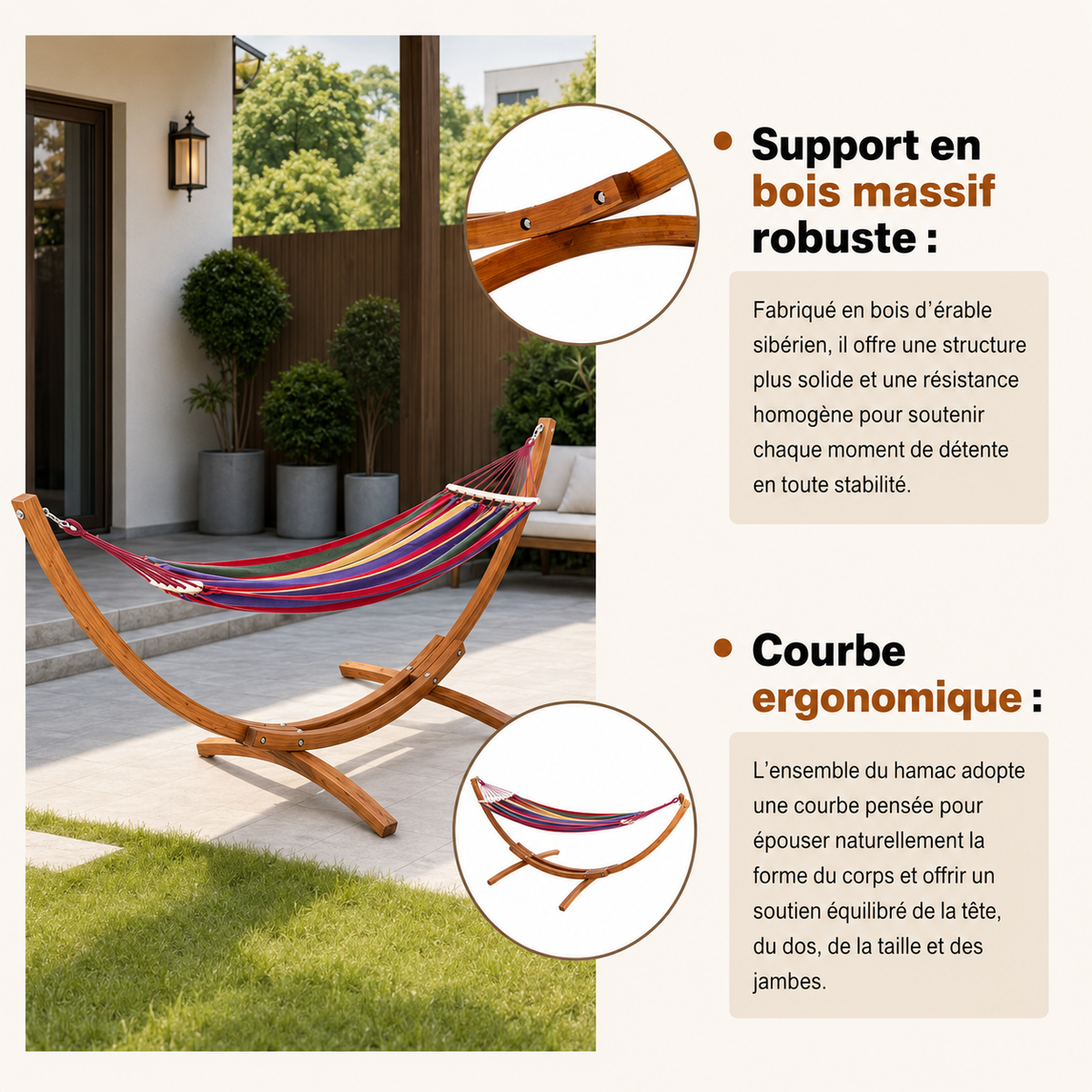 Hamac Arcadia avec Support en Bois