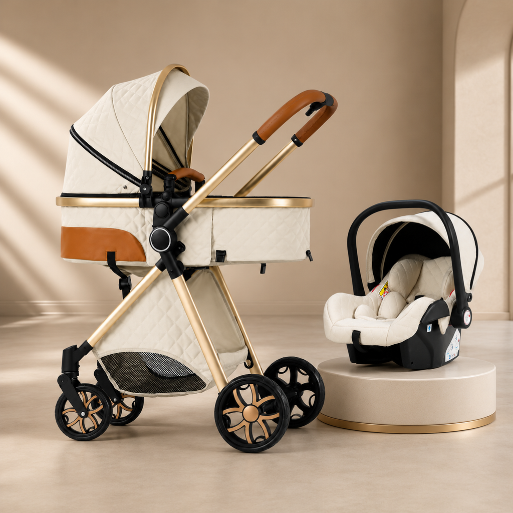 Poussette Bébé  trioflex 3 en 1  — Système de Voyage Complet avec Siège Auto et Landau