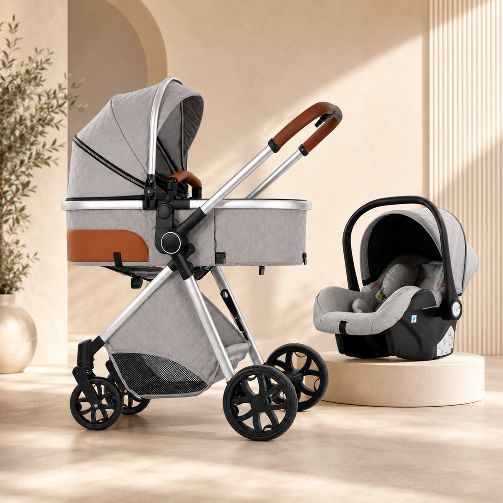 Poussette Bébé  trioflex 3 en 1  — Système de Voyage Complet avec Siège Auto et Landau