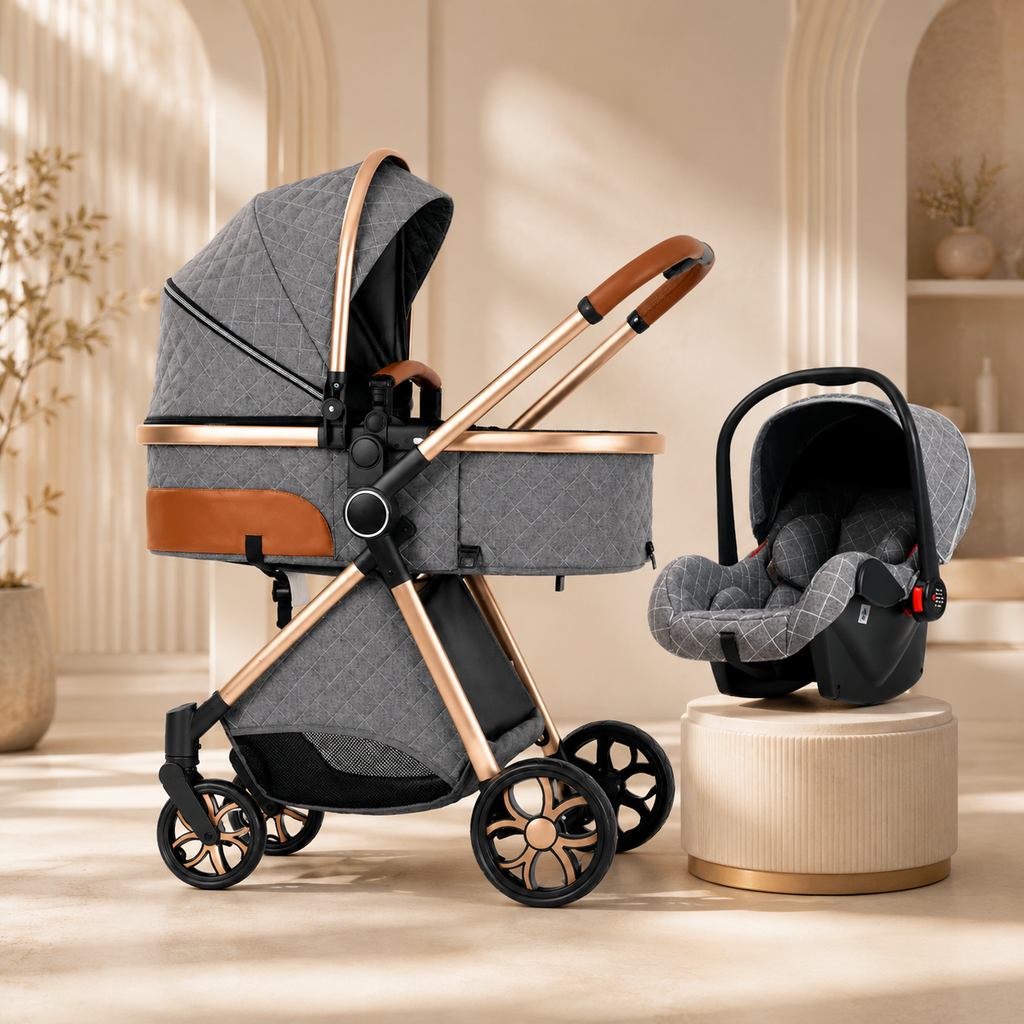 Poussette Bébé  trioflex 3 en 1  — Système de Voyage Complet avec Siège Auto et Landau