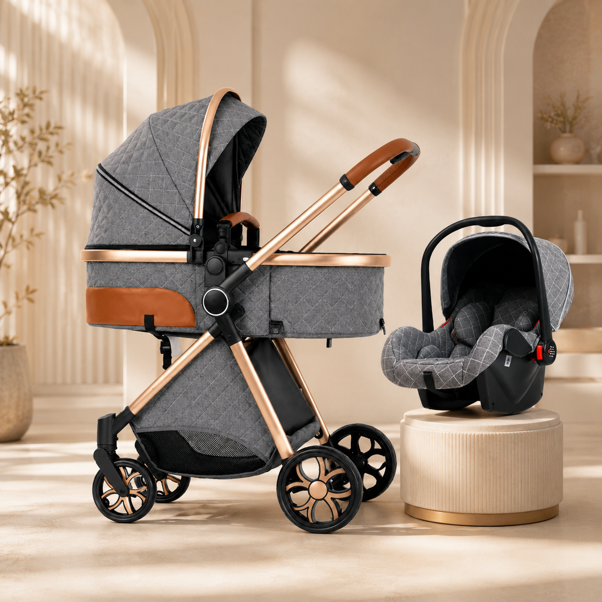 Poussette Bébé  trioflex 3 en 1  — Système de Voyage Complet avec Siège Auto et Landau