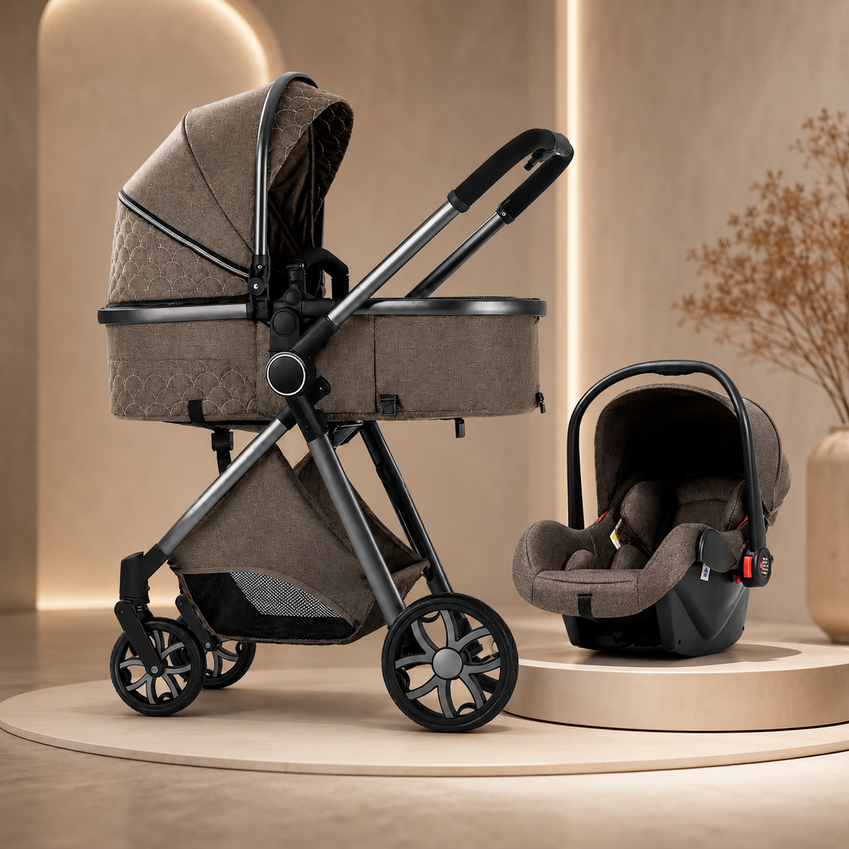 Poussette Bébé  trioflex 3 en 1  — Système de Voyage Complet avec Siège Auto et Landau