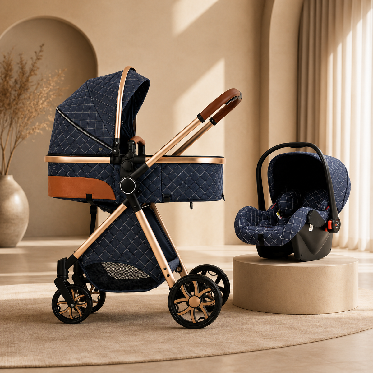 Poussette Bébé  trioflex 3 en 1  — Système de Voyage Complet avec Siège Auto et Landau