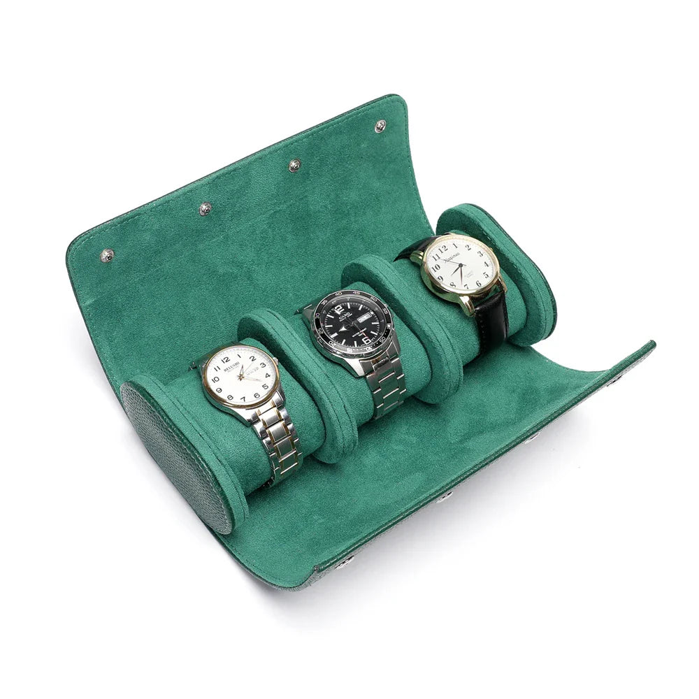 Coffret voyage pour 3 montres — Maison Kidora · Vue du modèle et de ses compartiments