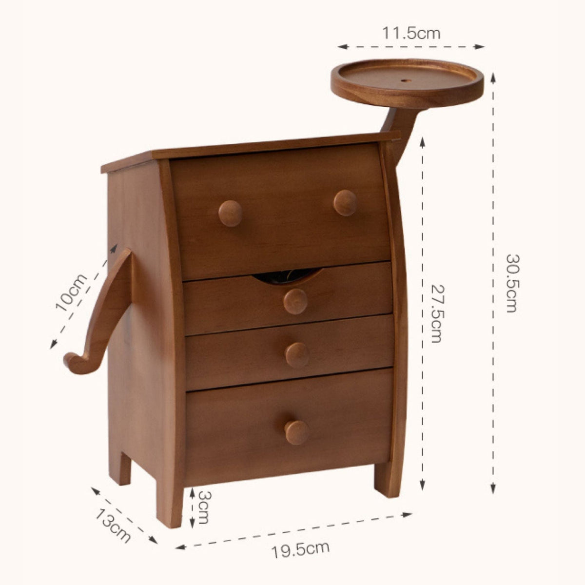 Boîte à Bijoux Bois Massif – Motif Sculpté — Maison Kidora · Vue du modèle et de ses compartiments