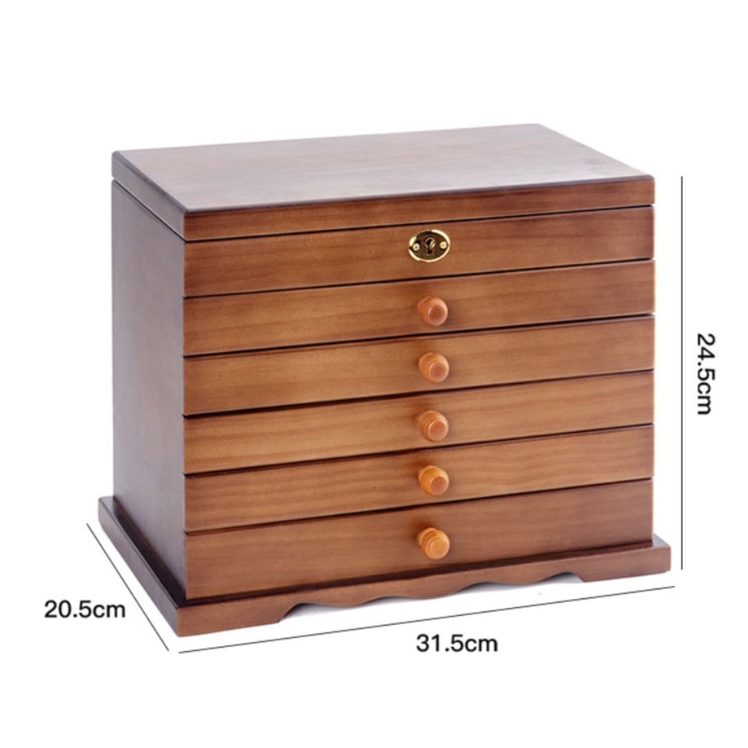 Coffret à Bijoux Bois – Miroir Intégré — Maison Kidora · Vue du modèle et de ses compartiments