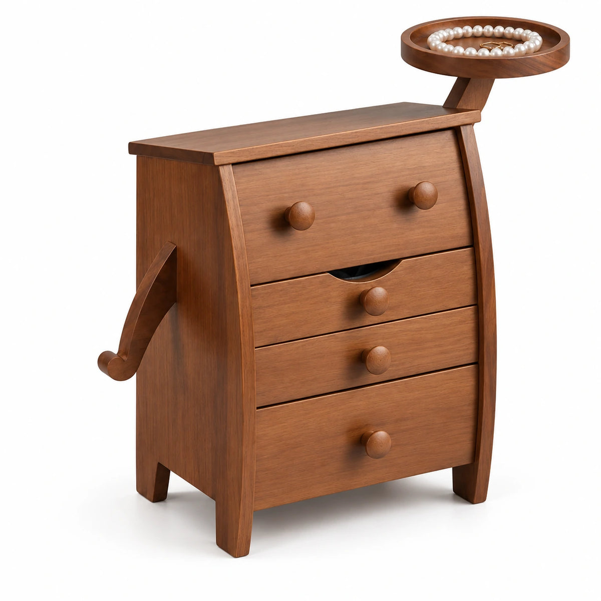 Boîte à Bijoux Bois Massif – Motif Sculpté — Maison Kidora · Vue sur fond blanc