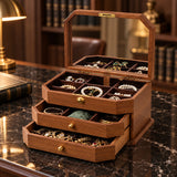 Boîte à bijoux en bois avec miroir et serrure – 3 niveaux