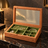 Petite boîte à bijoux en noyer et cerisier – Format compact