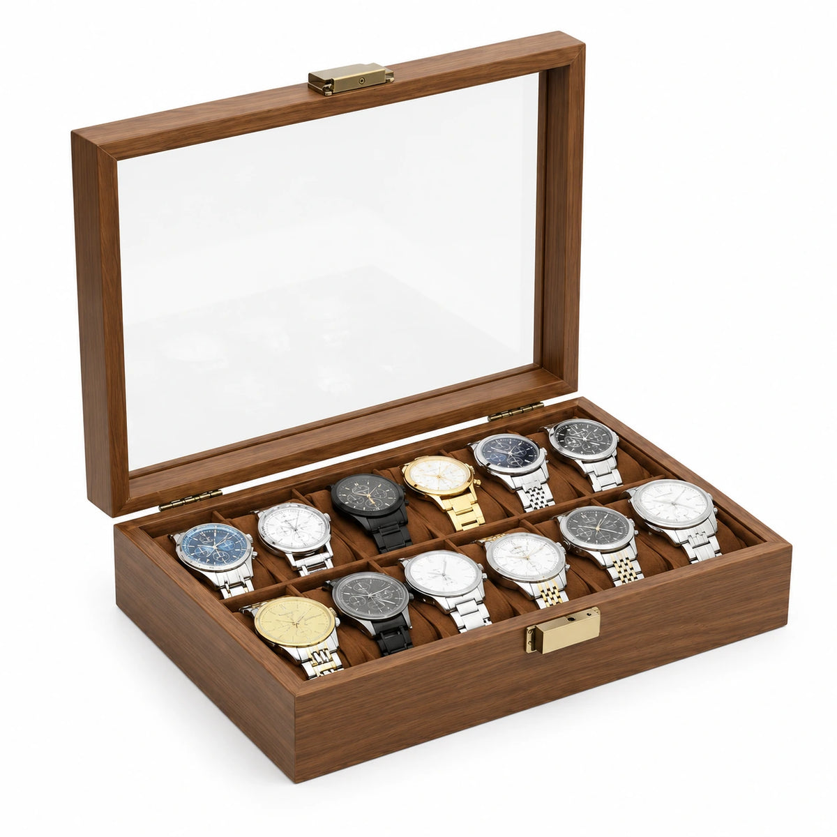 Boîte à Montres Homme en Bois — Maison Kidora · Vue sur fond blanc