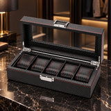 Boîte pour 6 montres – Coffret style carbone
