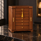 Coffret à bijoux en bois avec miroir – 7 niveaux