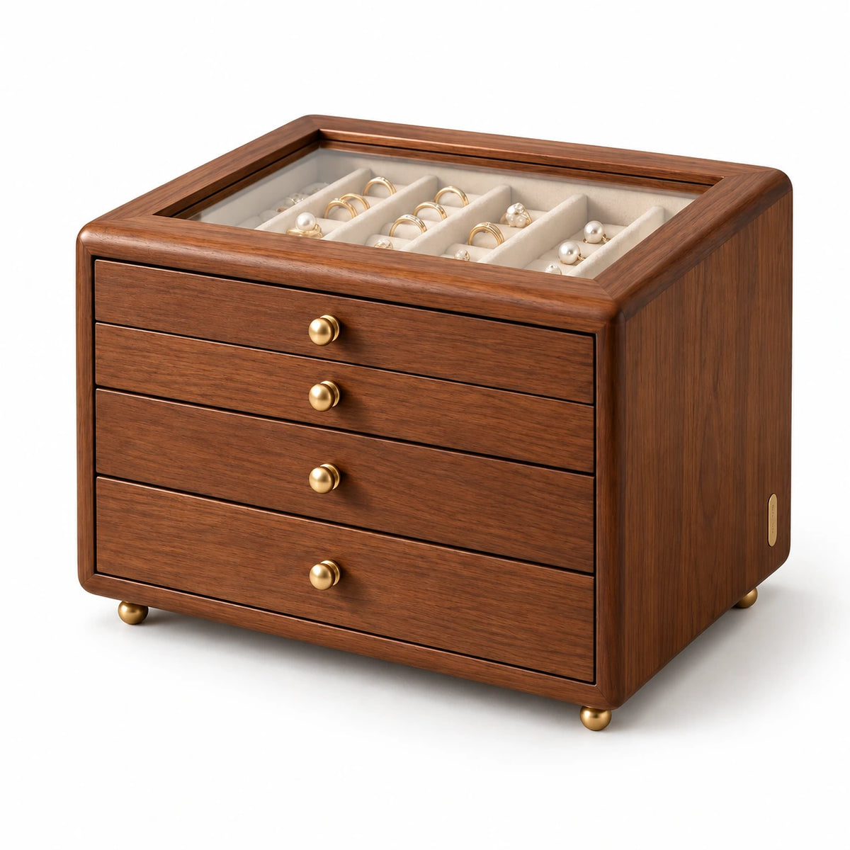 Coffret à Bijoux Vitré – 3 ou 4 Niveaux — Maison Kidora · Vue sur fond blanc