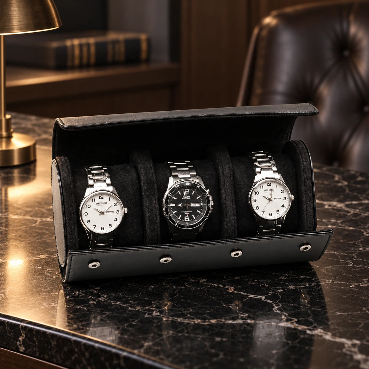 Coffret voyage pour 3 montres — Maison Kidora · Vue lifestyle
