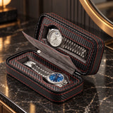 Étui de voyage pour 2 montres – Cuir et fibre de carbone
