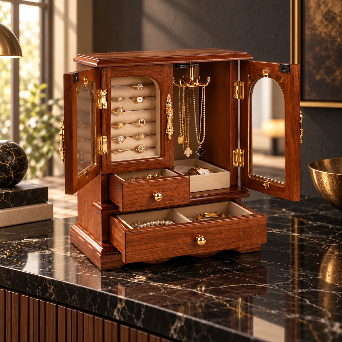 Petit Cabinet à Bijoux en Bois — Maison Kidora · Vue lifestyle