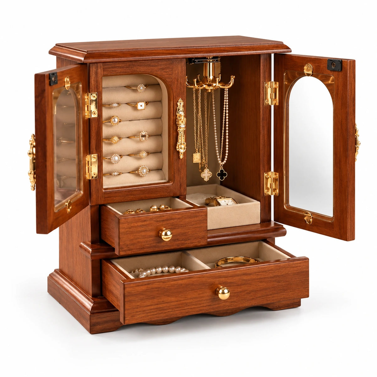 Petit Cabinet à Bijoux en Bois — Maison Kidora · Vue sur fond blanc