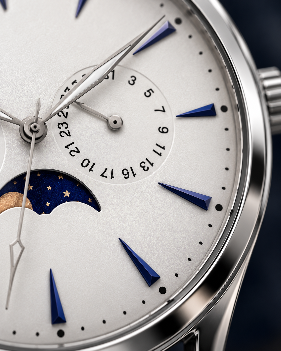 PHASE DE LUNE SILVER — Maison Kidora · Gros plan du cadran